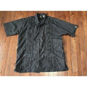 Monster Energy Shirt XL Black Guayabera Loose Embroidered Logo Camp Button Up